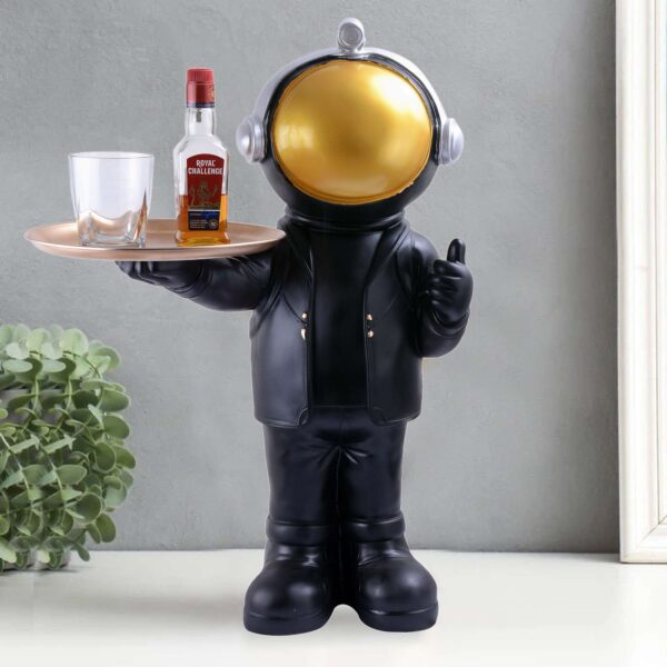 Astronaut Figurine Tray Sculpture Desk Storage Statue Room Decoration Gift black Small|Antique Home Decor