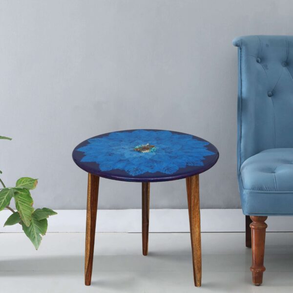 Wooden Round Side Table | Epoxy End Table | Coffee Table | Mid Century Modern Resine | Living Room Furnitur - Image 3