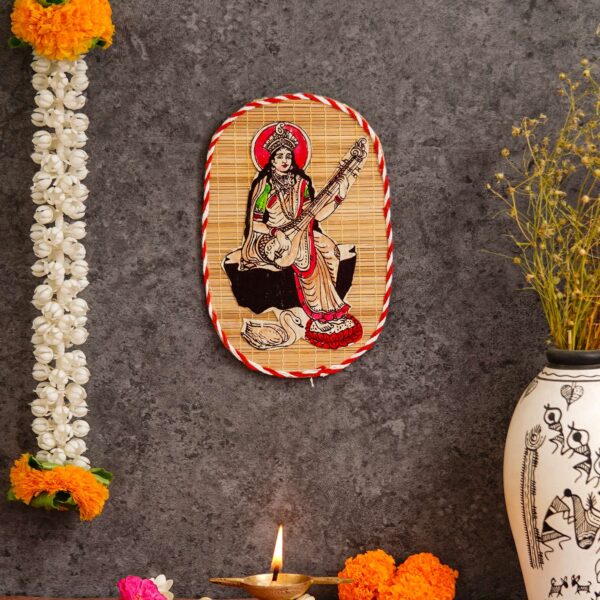 Bamboo Hand Crafted Wall Hangings Of Godess Sarwasti Ji For Home Decor