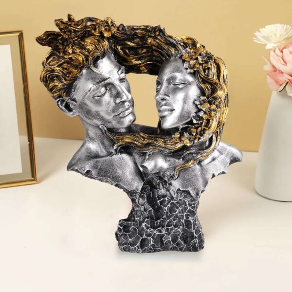 Love Couple Face Statue silver and golden Showpiece for Home Decor  Valentine Day Gift | Resin Decorative Showpiece  showpiece - Image 4