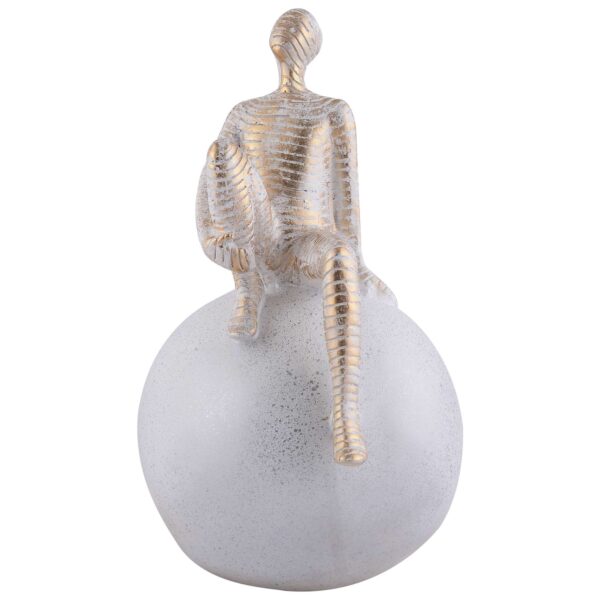 Men Sitting on Ball Showpiece for Home Decor Showpiece, Atlas Sculpture for Office Table Décor multicolour - Image 2