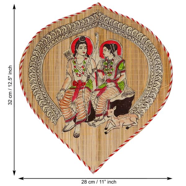 Bamboo Hand Crafted Leaf Design Wall Hangings Of Shri Ram Ji With Janaki Ji For Home Decor | Bamboo Art For Wall Decor - Image 3