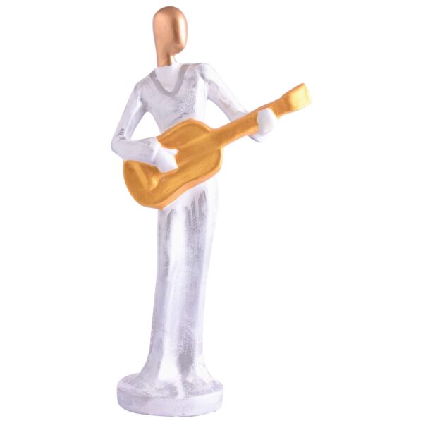 Modern metal musician golden white statue Resin figurine Contemporary art Music decor Metal sculpture, Modern home decor, Musician gift - Image 2