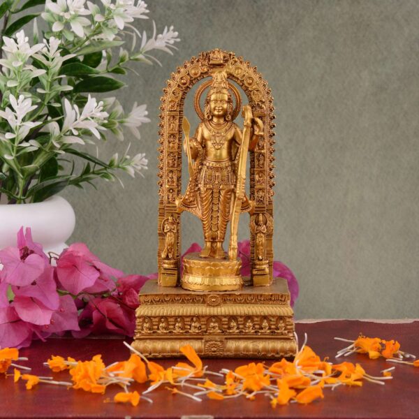 Resin Ram Mandir Ayodhya Model Authentic Design Ideal for Home Temple, Home Decor & Gifts (Golden)