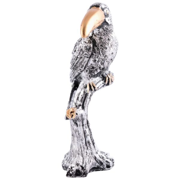 Decorative Silver Resin Parrot Showpiece for Home Decor, Living Room, Table Decoration for Gifting - Image 3