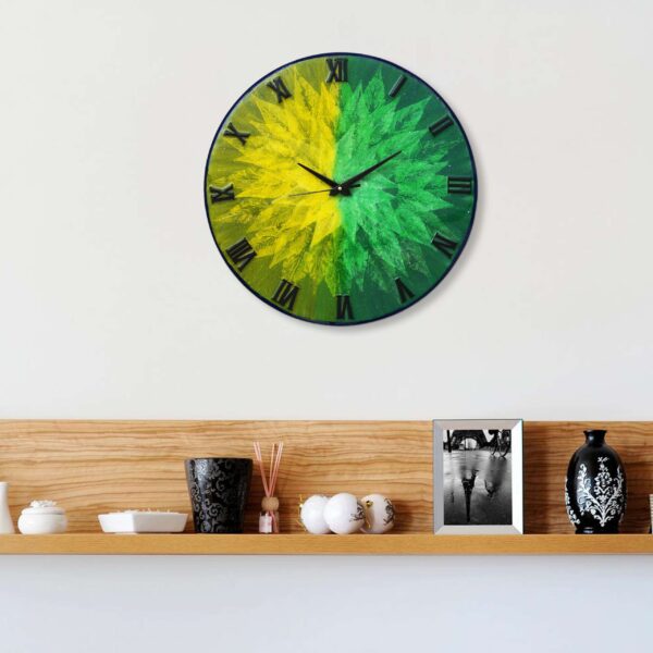 Wooden Handmade Wall Clock Green - Image 3